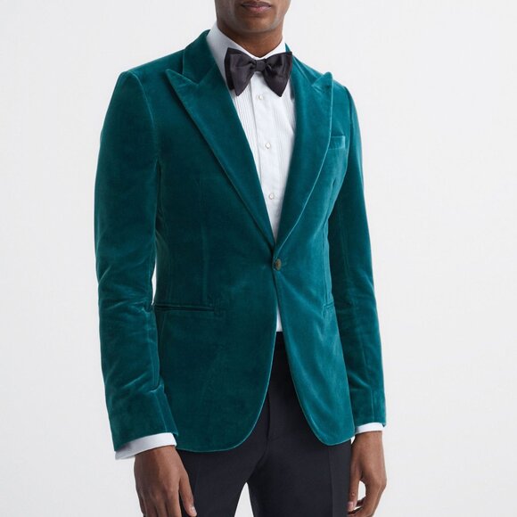 NWT Swing Slim Fit Single Breasted Velvet Blazer in Azure Men's Size 40 - Picture 1 of 6